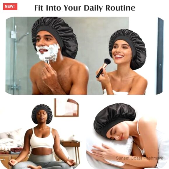 Double Layer Silk Bonnet Adjustable Non-Slip Sleep Cap Hair Care